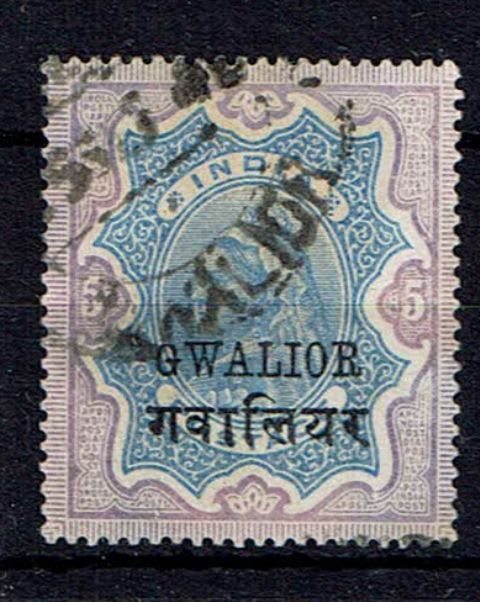 Image of Indian Convention States ~ Gwalior SG 37a FU British Commonwealth Stamp